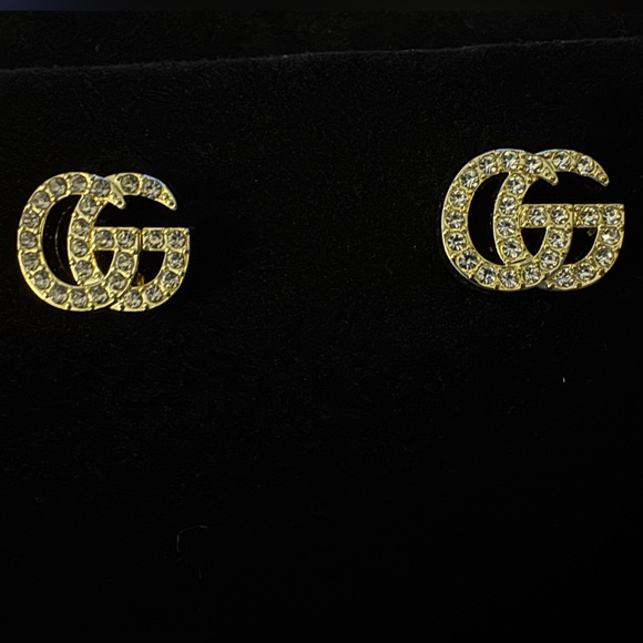 Gucci Jewelry - Gucci Gold Crystal Logo Earrings